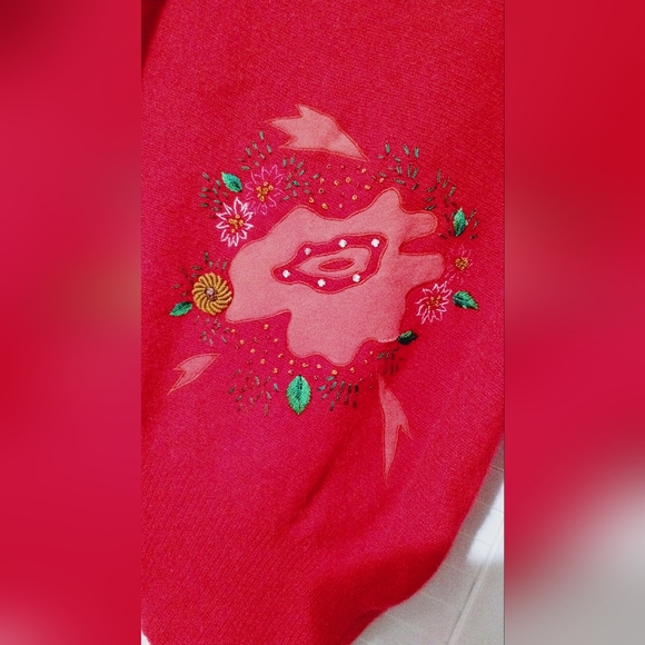 80's Vivien Forest Lambswool, Angora Rabbit Fur Festival Embellished Sweater - Picture 9 of 12